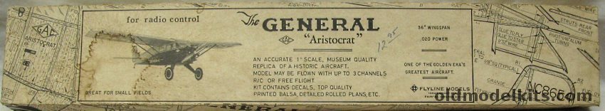 Flyline Models 1/12 The General Airplanes Corp Aristocrat - 36 inch Wingspan for RC / Free Flight or Static Display plastic model kit